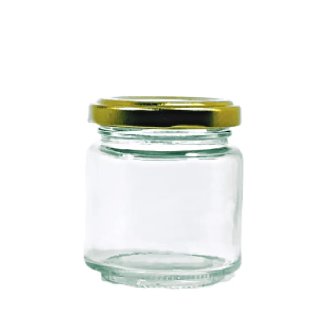 Pote JAR Vidrio 120ML Tras/ Tapa Oro