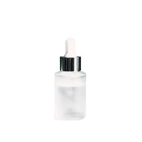 Envase Vidrio 30ML Transp Opal / Gotero Encq. 20/410 Blanco ENC. Plata